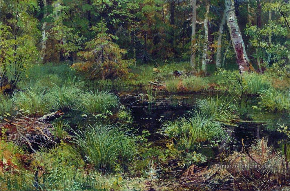 printemps dans la forêt 1892 paysage classique Ivan Ivanovitch arbres Peintures à l'huile